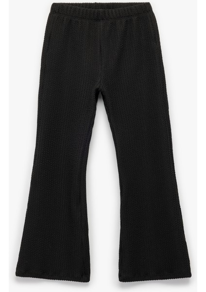 Beli Lastikli Dokulu Basic Ispanyol Paça Pantolon
