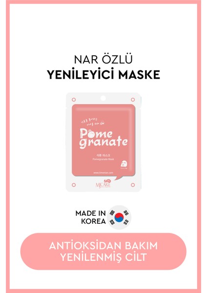 On Nar Özlü Kağıt Yüz Maskesi – Antioksidan ve Yoğun Nemlendirme, Tüm Cilt Tipleri İçin, 1 Adet, Kore Üretimi fiyatları