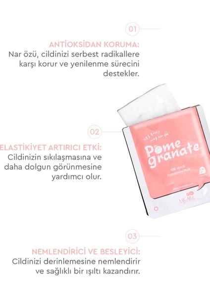 On Nar Özlü Kağıt Yüz Maskesi – Antioksidan ve Yoğun Nemlendirme, Tüm Cilt Tipleri İçin, 1 Adet, Kore Üretimi modelleri