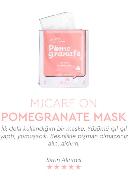 On Nar Özlü Kağıt Yüz Maskesi – Antioksidan ve Yoğun Nemlendirme, Tüm Cilt Tipleri İçin, 1 Adet, Kore Üretimi