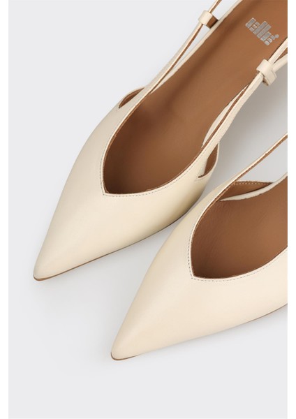 Ekru Deri Kadın Topuklu Ayakkabı fırsatları