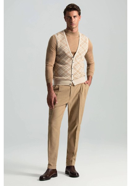 Merino Yün Baklava Desen Açık Bej Yelek fiyatları