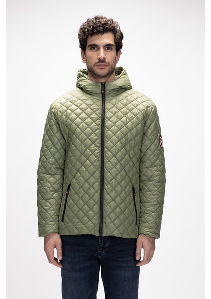 Shang Soluk Yeşi̇l Puffer Kapüşonlu Erkek Mont