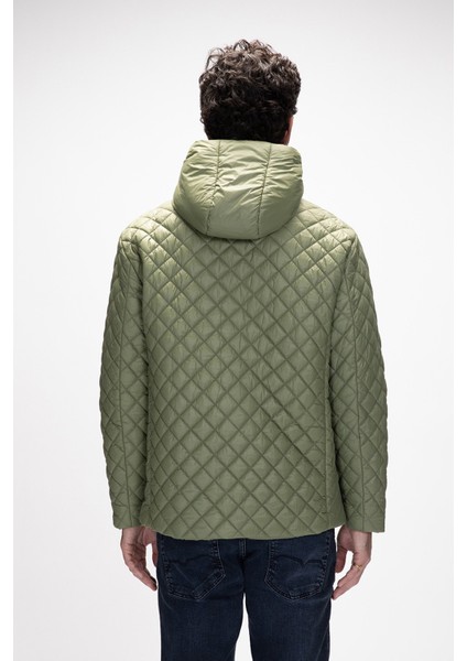 Shang Soluk Yeşi̇l Puffer Kapüşonlu Erkek Mont modelleri