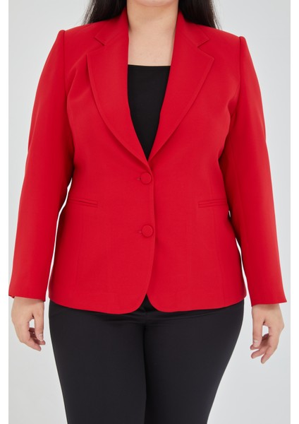 Atelier Kadın Büyük Beden Düğmeli Klasik Ceket