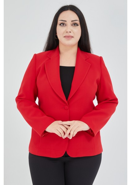 Atelier Kadın Büyük Beden Düğmeli Klasik Ceket