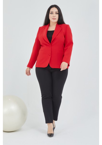 Atelier Kadın Büyük Beden Düğmeli Klasik Ceket