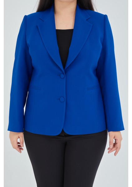 Atelier Kadın Büyük Beden Düğmeli Klasik Ceket