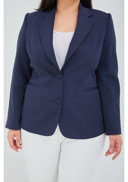 Atelier Kadın Büyük Beden Düğmeli Klasik Ceket