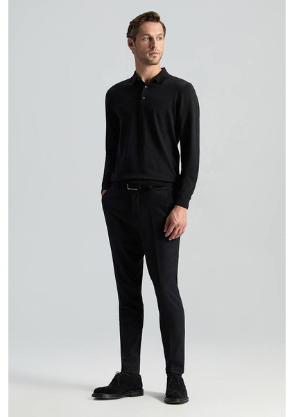 Merino Yünü Polo Yaka Siyah Triko fiyatları