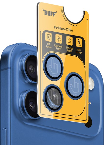 Buff iPhone 17 Pro Metal Kamera Lens Koruyucu Blue