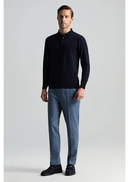 Merino Yünü Polo Yaka Lacivert Triko fiyatları