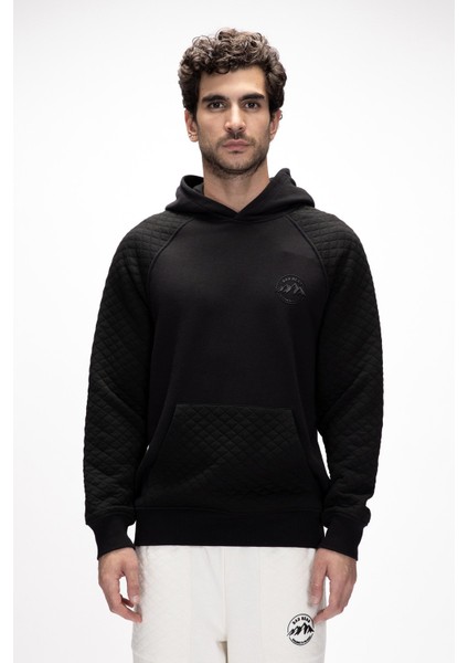 Grass Si̇yah Kapüşonlu Erkek Sweatshirt