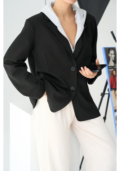 Fermuarlı Ceket - Siyah-Gri