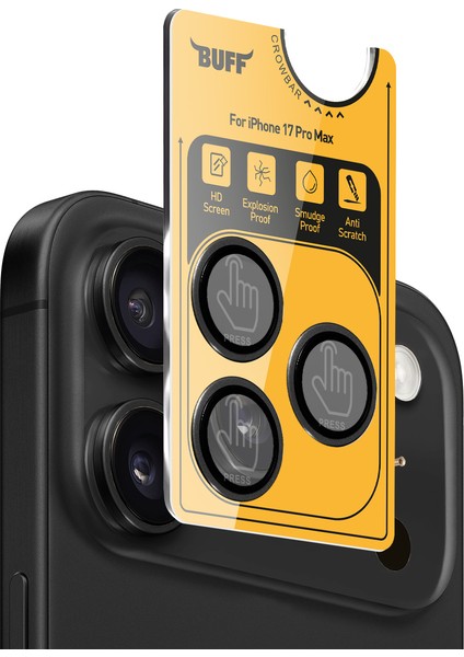 Buff iPhone 17 Pro Max Metal Kamera Lens Koruyucu Black