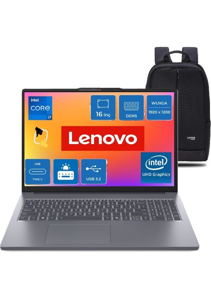 Ideapad Slim 3 16IRH10 Intel Core I7 13620H 40GB 2tb SSD Windows 11 Pro 16" Fhd Taşınabilir Bilgisayar Snertech Çanta Hediye