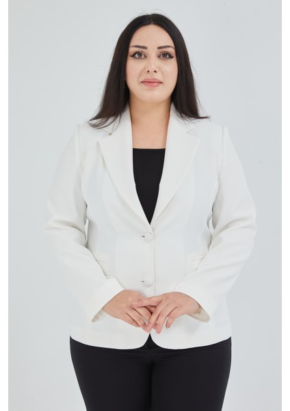 Atelier Kadın Büyük Beden Düğmeli Klasik Ceket