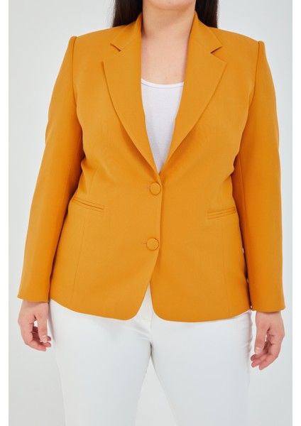 Atelier Kadın Büyük Beden Düğmeli Klasik Ceket