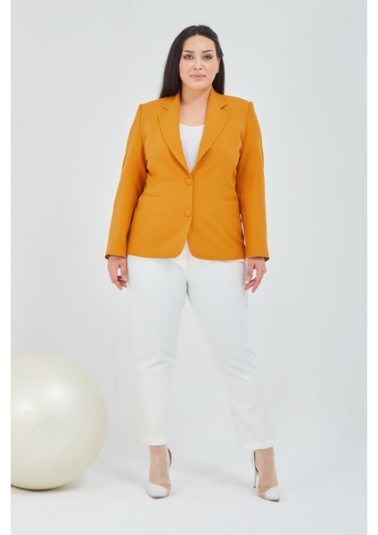 Atelier Kadın Büyük Beden Düğmeli Klasik Ceket