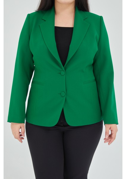 Atelier Kadın Büyük Beden Düğmeli Klasik Ceket