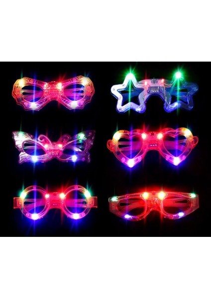 LED Işıklı Karışık 6 Model Yanar Söner Parti Gözlüğü 6 Adet (4887)