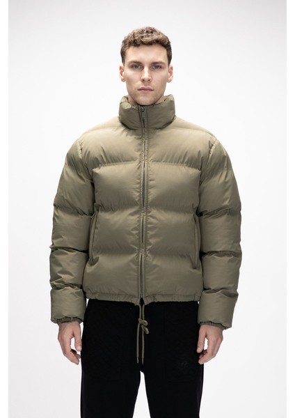 Amsterdam Haki̇ Puffer Kapüşonlu Erkek Mont