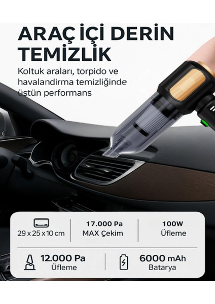 Kablosuz Süpürge & Toz Üfleyici – 17.000PA Çekim Gücü, 12.000PA Üfleme Gücü, Çoklu Başlık Seti fiyatları
