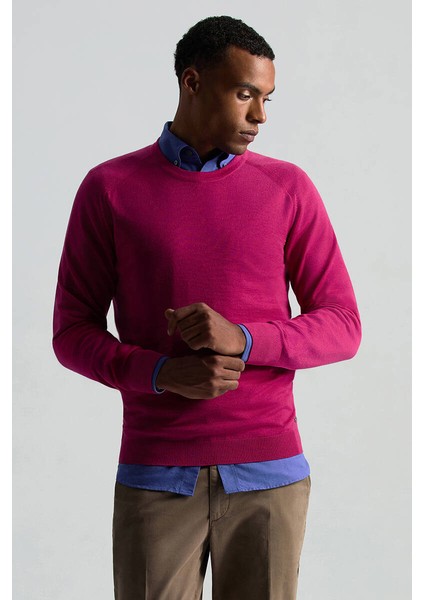 Merino Yün Fuşya Bisiklet Yaka Triko fiyatları