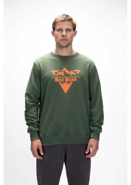 Mountain Soluk Yeşi̇l Crewneck Erkek Baskılı Sweatshirt
