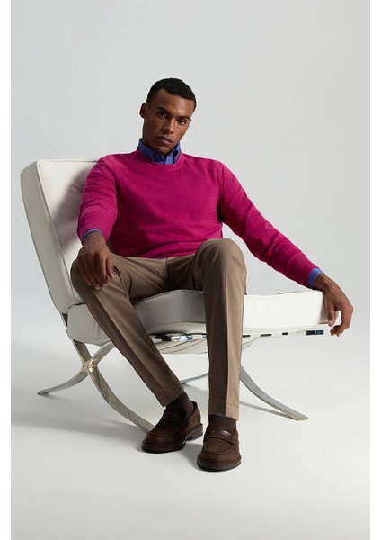 Merino Yün Fuşya Bisiklet Yaka Triko fırsatları