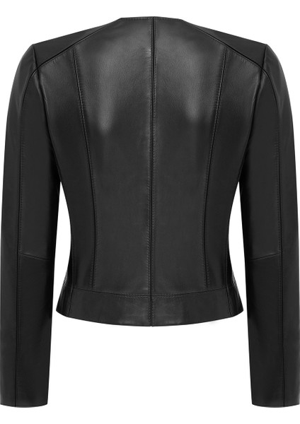 Flora Kadın Siyah Slim Kısa Deri Ceket 25SGD5300U4