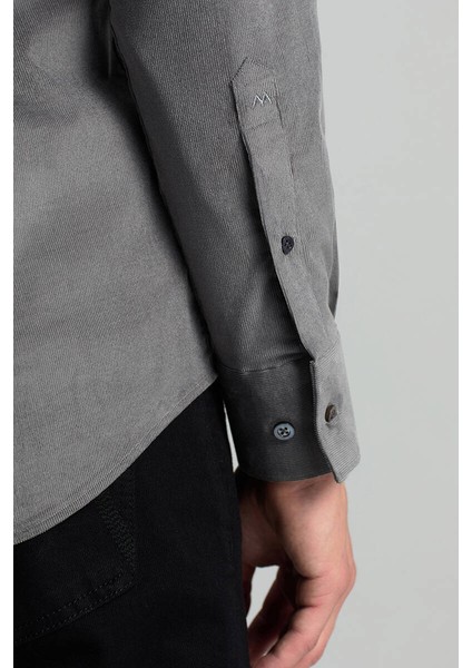 Ipek Pamuk Karışım Orta Gri Kadife Gömlek fırsatları