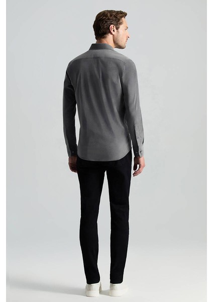 Ipek Pamuk Karışım Orta Gri Kadife Gömlek indirimleri