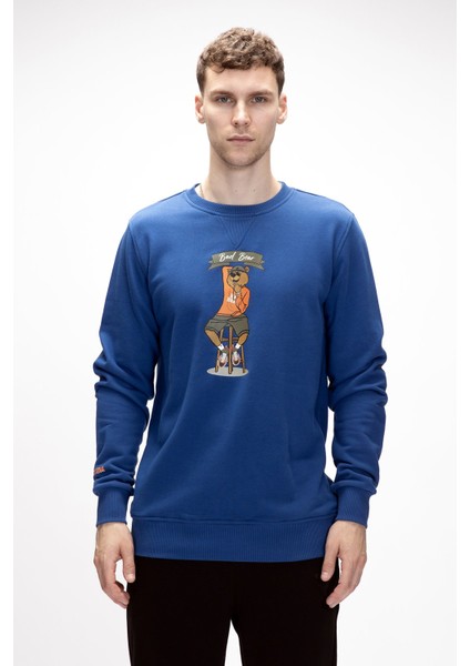 Acme Parlament Mavisi Erkek Baskılı Sweatshirt