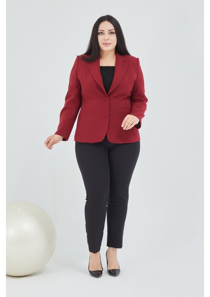 Atelier Kadın Büyük Beden Düğmeli Klasik Ceket