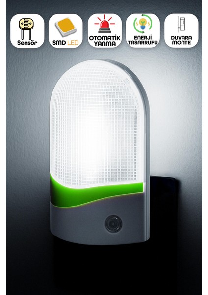 Otomatik Gece Lambası Işığa Duyarlı Ldr Sensörlü Fotoselli Karanlık Sensörlü Işık Renkli 8884