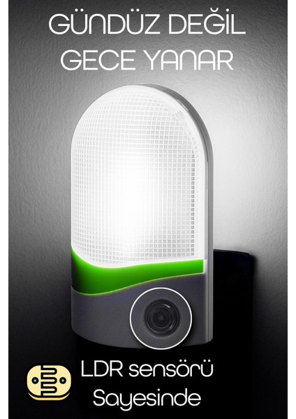 Otomatik Gece Lambası Işığa Duyarlı Ldr Sensörlü Fotoselli Karanlık Sensörlü Işık Renkli 8884 fırsatları