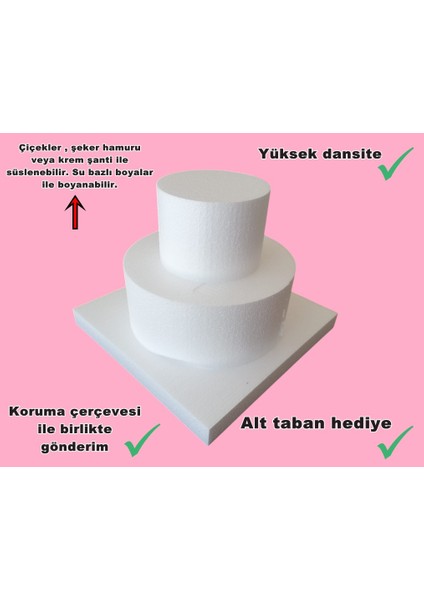 Strafor Köpük 2 Katlı Maket Pasta (Alt Taban Hediyeli) fiyatları