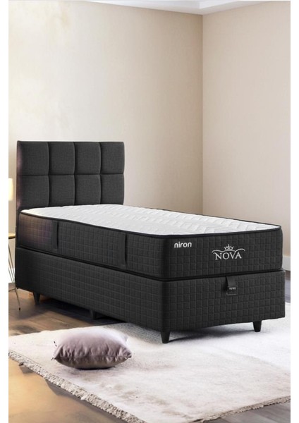 Nova Yatak 150X200 Çift Kişilik - 25 cm Paket Yaylı Ortopedik, Orta Sert, Antrasit, Pamuklu Kumaş fırsatları