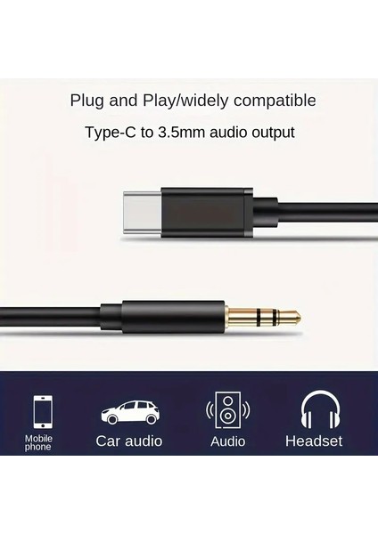 3.5 mm Jack Aux Ses Tpe-C Kablosu Tip C'den 3.5 mm Jack Adaptör Kablosu Hoparlörler Araç Telefon Aksesuarları USB C Adaptör Kablosu 1m indirimleri