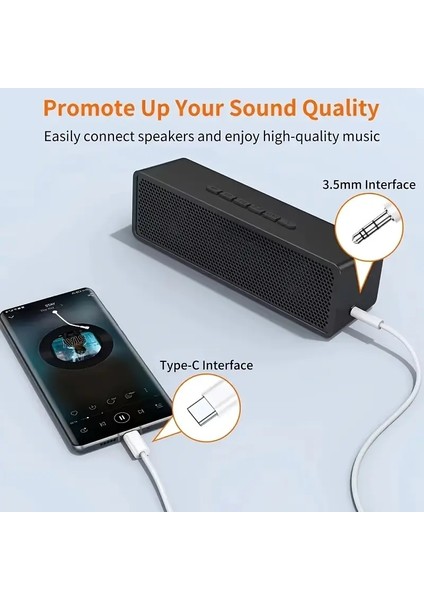 3.5 mm Jack Aux Ses Tpe-C Kablosu Tip C'den 3.5 mm Jack Adaptör Kablosu Hoparlörler Araç Telefon Aksesuarları USB C Adaptör Kablosu 1m