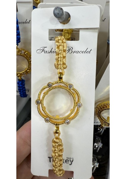 Çeyrek Takılan Altın Kaplama Ip Örgülü Bileklik M16