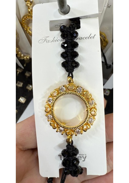 Çeyrek Takılan Altın Kaplama Kristal Taşlı Bileklik M7