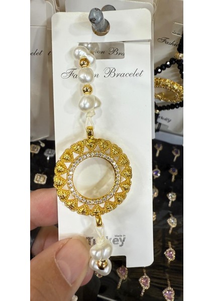 Çeyrek Takılan Altın Kaplama Incili Bileklik M5