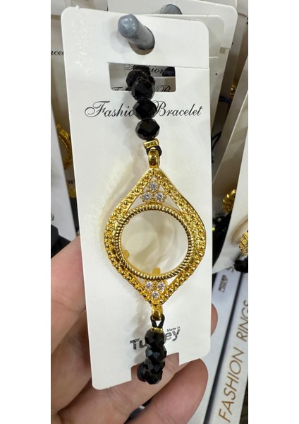 Çeyrek Takılan Altın Kaplama Kristal Taşlı Bileklik M1