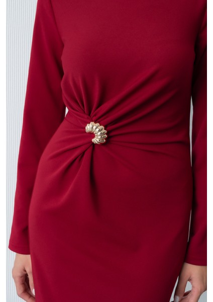 Kadın Bordo Aksesuar Detaylı Davet Elbisesi fiyatları