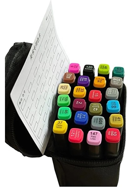 24'lü Fırça Uçlu ve Kalın Uç Çift Taraflı Art Marker Boya Kalem Seti Çantalı ve Standlı fırsatları