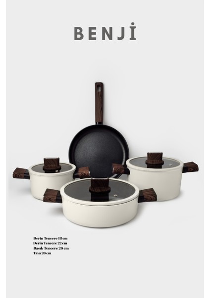 Benji 7 Parça Tencere Seti Beyaz modelleri