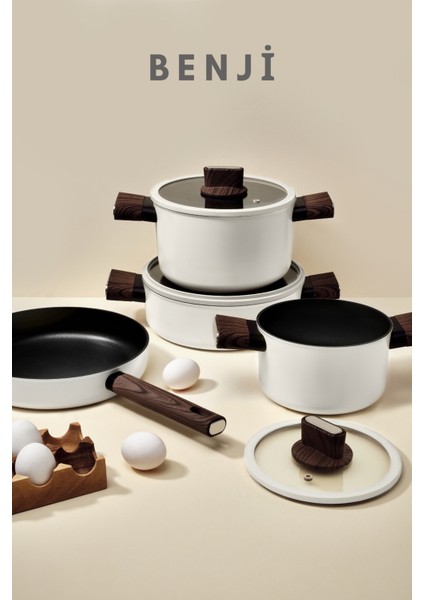 Benji 7 Parça Tencere Seti Beyaz fiyatları