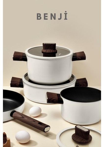Benji 7 Parça Tencere Seti Beyaz